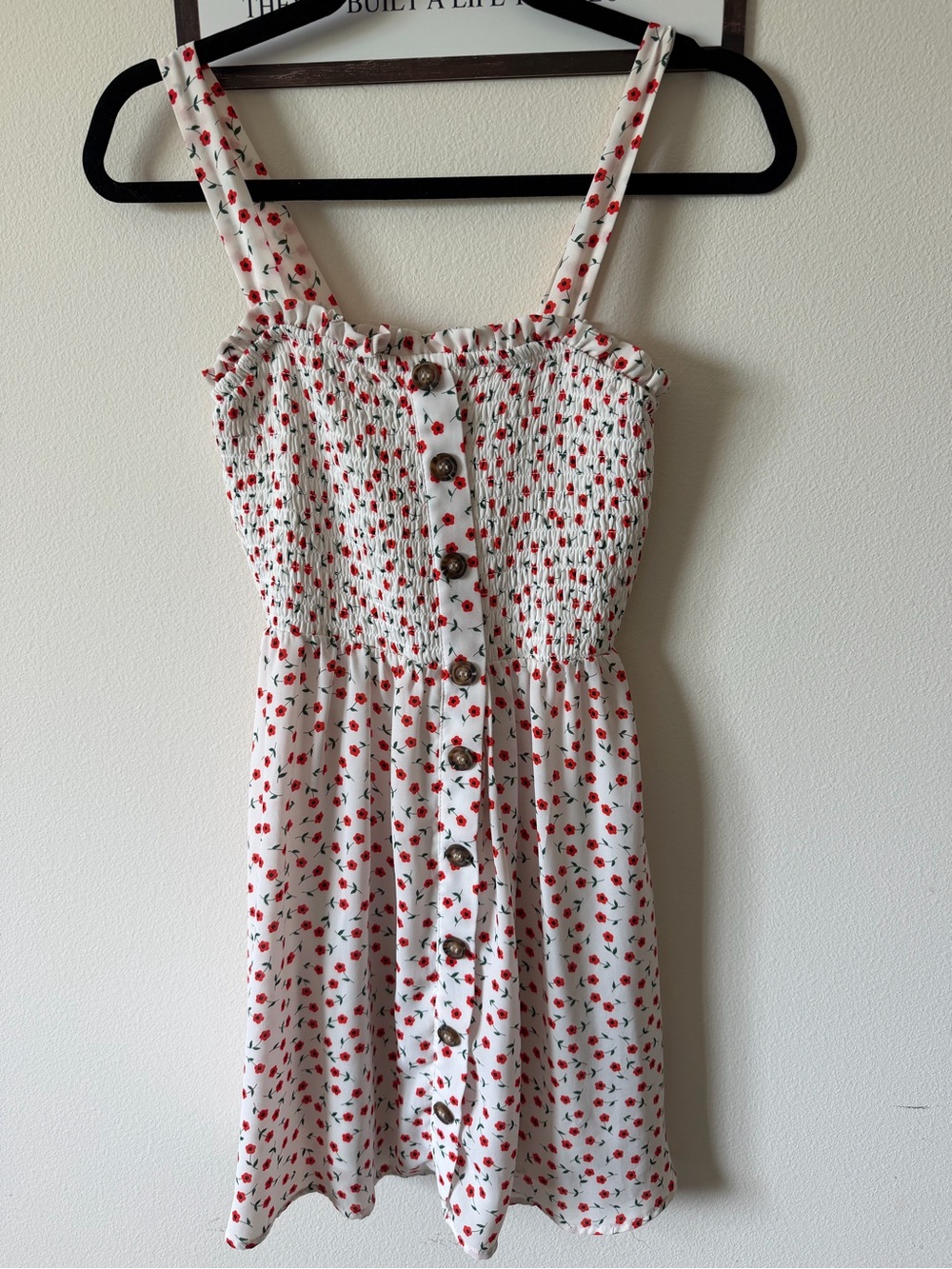 Women’s White & Red Floral Print Sundress